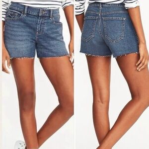 OLD NAVY Best Cut Off Boyfriend Mid Rise Raw Hem Blue Jean Denim Shorts Size 12